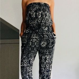 Madewell black white jumpsuit cotton M L15-18